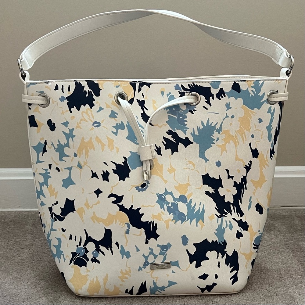 Chaps Blue and White Artistic Shoulder Bag